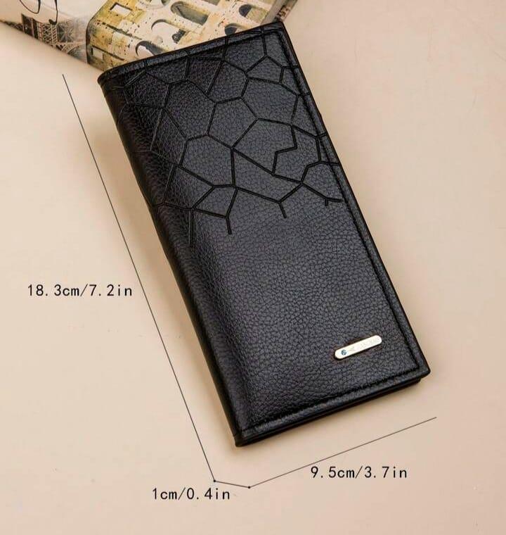 Men's Long Leather Wallet - Textured Design