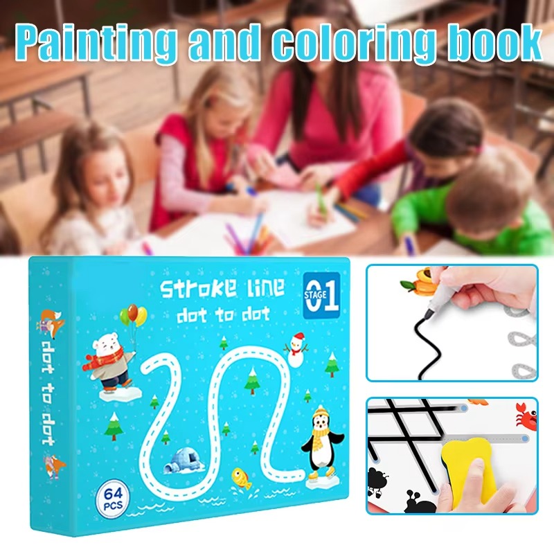 Reusable Magical Tracing Workbook Set for kids (64 pages)