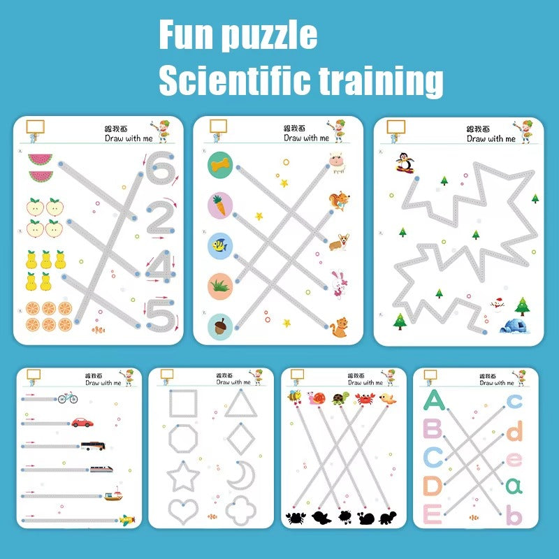 Reusable Magical Tracing Workbook Set for kids (64 pages)