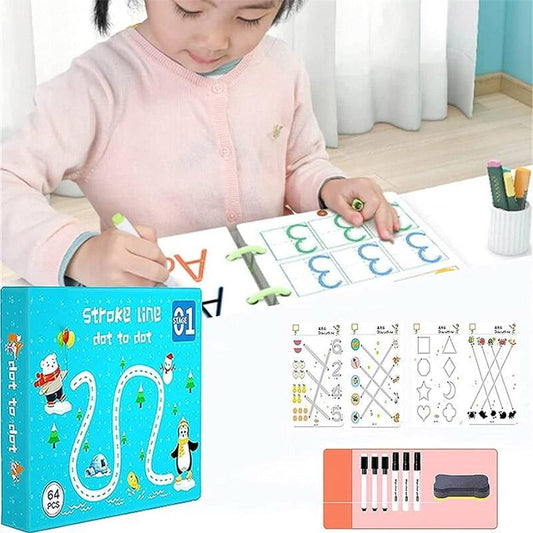 Reusable Magical Tracing Workbook Set for kids (64 pages)